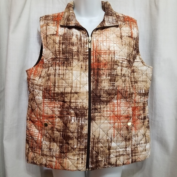 Alia Orange And Brown zip Up Size 12 petite vest - Picture 2 of 8